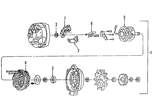 1993 Buick Roadmaster Alternator Assembly Diagram for 19244761