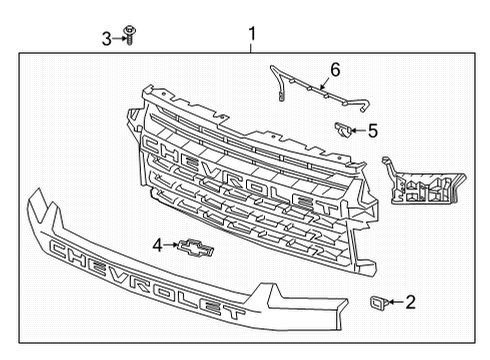 2022 Chevy Silverado 3500 HD Grille & Components Diagram 3 - Thumbnail