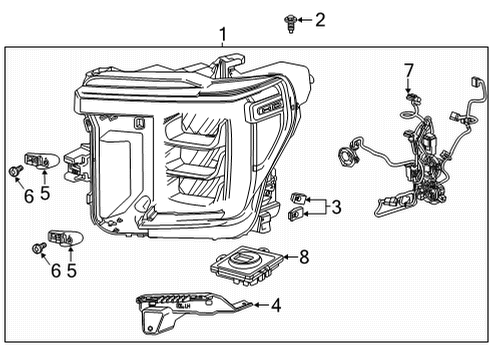 2021 GMC Sierra 2500 HD Headlamp Components Diagram