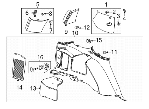 2024 Chevy Tahoe Interior Trim - Quarter Panels Diagram
