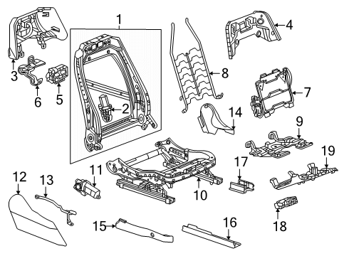 2025 Cadillac OPTIQ Passenger Seat Components Diagram