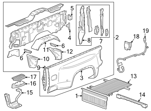 2025 Chevy Silverado 3500 HD Pick Up Box Components Diagram