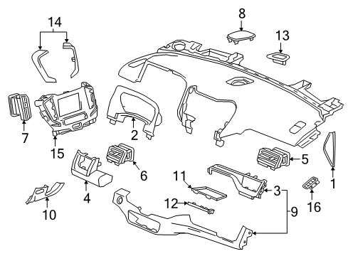 2024 GMC Terrain Instrument Panel Components Diagram