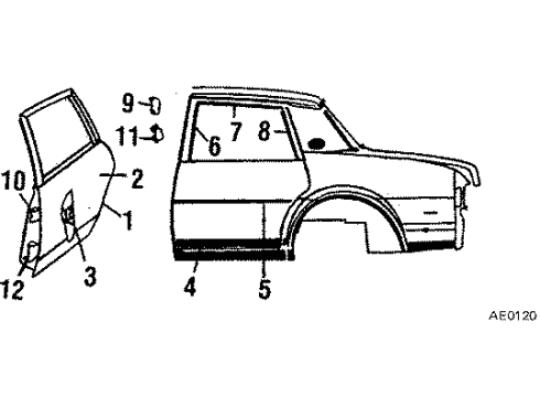 1984 Buick Skylark Mirror Outside, Black, Rear Passenger Side Diagram for 10284772