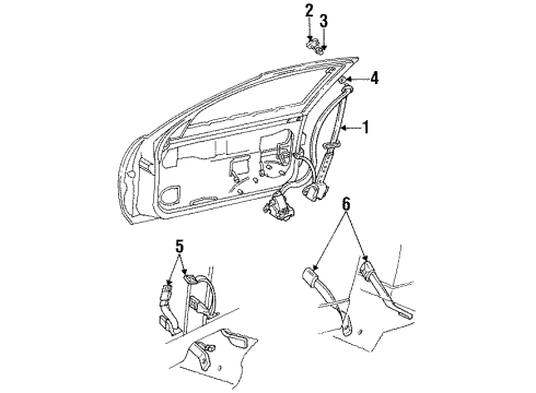 1996 Buick Regal Lap & Shoulder Belt, Beige, Driver Side Diagram for 12528937