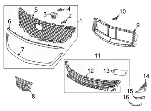 2024 Cadillac CT5 Grille & Components Diagram 5 - Thumbnail