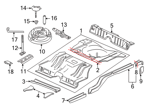2006 Chevy Monte Carlo Rear Floor & Rails Diagram