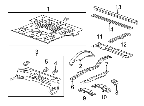 2019 Chevy Suburban Rear Floor & Rails Diagram