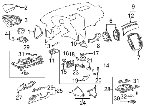 2013 Cadillac SRX Instrument Panel Components Diagram