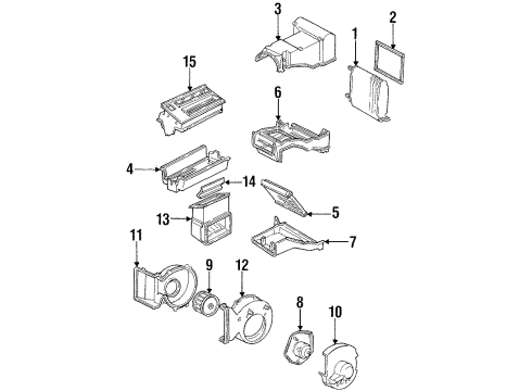 1993 Chevy K3500 A/C Evaporator & Heater Components Diagram