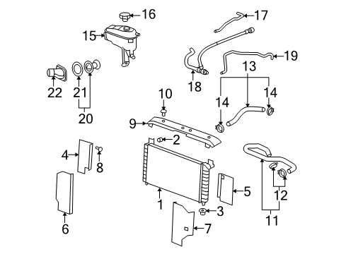 2011 Chevy Suburban 2500 Radiator & Components Diagram