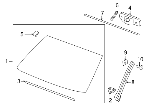 2012 Chevy Tahoe Glass - Windshield Diagram