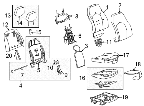 2011 Cadillac CTS Passenger Seat Components Diagram 3 - Thumbnail