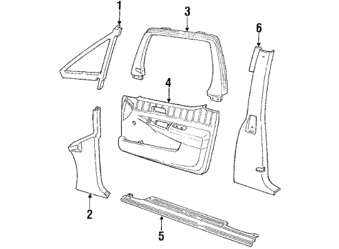 1995 Pontiac Trans Sport Pillar Trim, Driver Side Diagram for 10261099