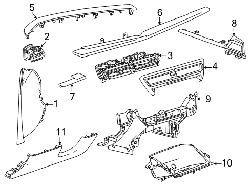 2024 Chevy Traverse Instrument Panel Components Diagram