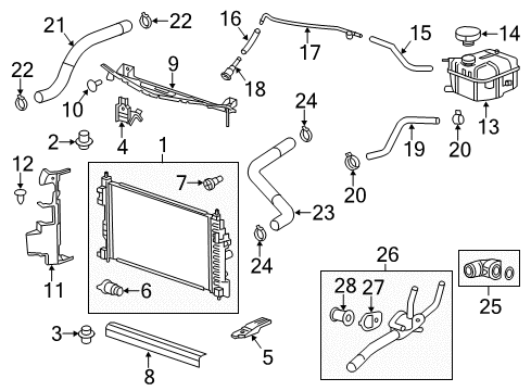 2019 Chevy Impala Radiator & Components Diagram
