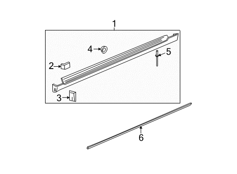 2012 Chevy Malibu Rocker Molding Tape, Driver Side Diagram for 25902604