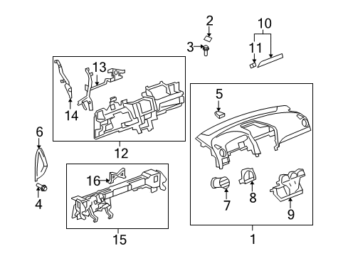 2009 Saturn Vue Instrument Panel Bolt Diagram for 11589404