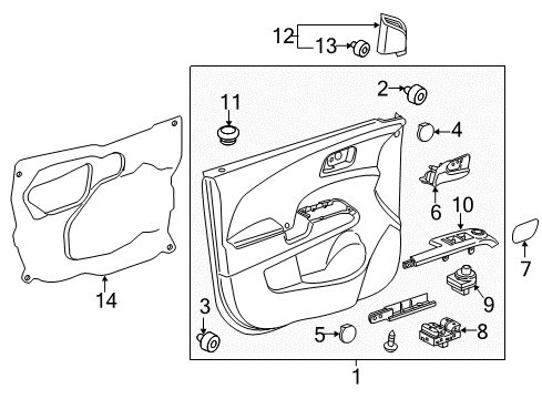 2014 Chevy Sonic Interior Trim - Front Door Diagram