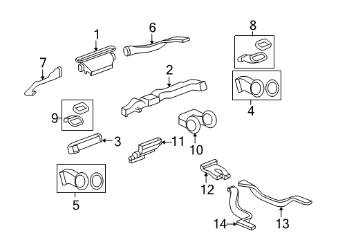 2007 Saturn Aura Floor Duct Diagram for 22731627
