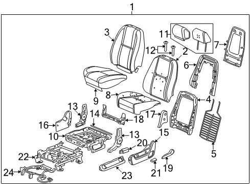 2010 Chevy Silverado 1500 Seat Back Panel Diagram for 20926200