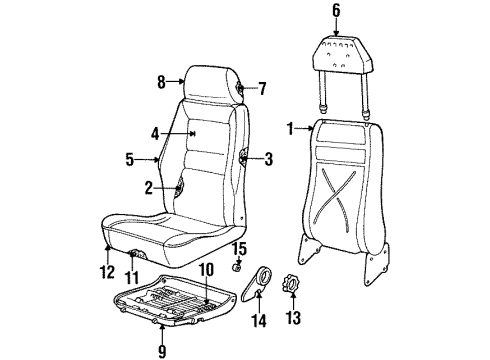 1995 Chevy Lumina Seat Cover, Beige, Front Diagram for 16773955
