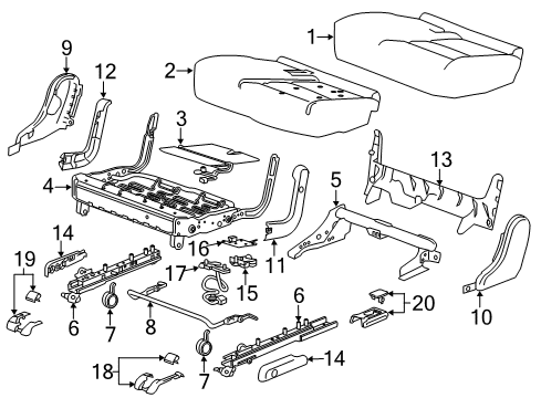 2019 GMC Acadia Cushion Frame, Rear Diagram for 84666362
