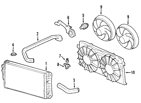 2001 Cadillac Seville Radiator & Components Diagram