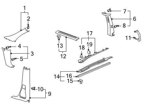 2007 Buick Terraza Lower Weatherstrip Diagram for 10383150
