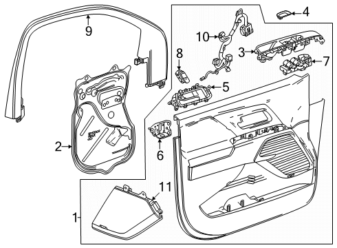 2024 GMC Sierra EV Interior Trim - Front Door Diagram