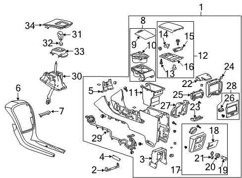 2009 Cadillac SRX Front Console Diagram