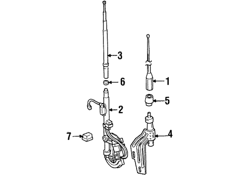1995 Pontiac Grand Am Antenna Mast Diagram for 19151300