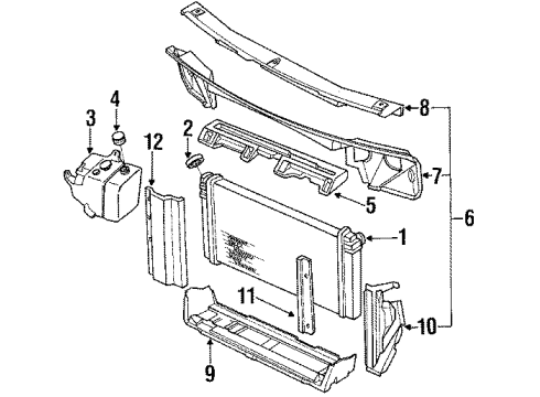 1986 Oldsmobile 98 Radiator Support, Front Diagram for 12537589