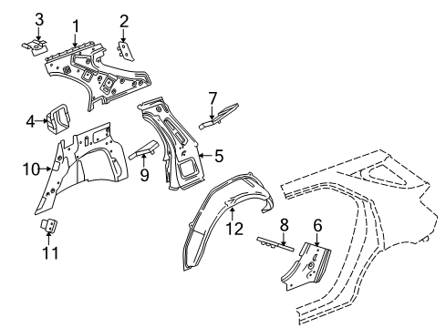 2017 GMC Terrain Outer Wheelhouse, Rear Driver Side Diagram for 23211215