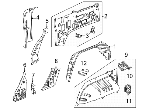 2024 GMC Hummer EV SUV Inner Structure - Quarter Panel Diagram