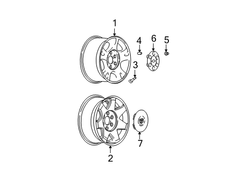 2002 Chevy Avalanche 2500 Hub Cap Diagram for 9597169