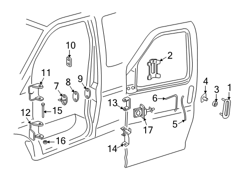 2002 GMC Savana 3500 Front Door - Lock & Hardware Diagram