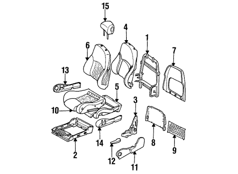 1995 Pontiac Firebird Seat Back Frame, Passenger Side Diagram for 16748362