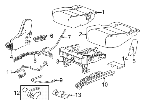 2025 GMC Acadia Cover, Folding Rear Seat Diagram for 26472981