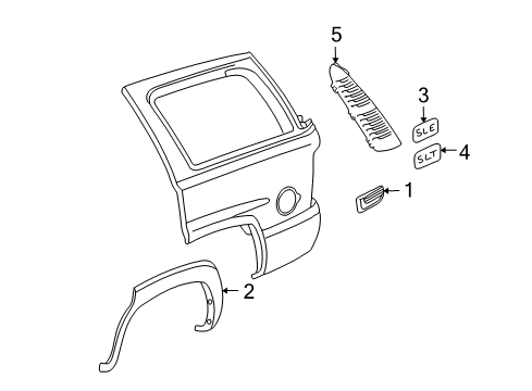 2000 GMC Yukon Exterior Trim - Quarter Panel Diagram
