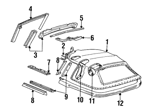 1992 Pontiac Firebird Trim Molding Diagram for 12509311