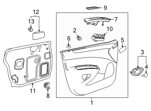 2015 Chevy Spark Door Trim Panel, Red Diagram for 95153810