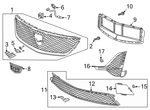2024 Cadillac CT5 Grille & Components Diagram 2 - Thumbnail