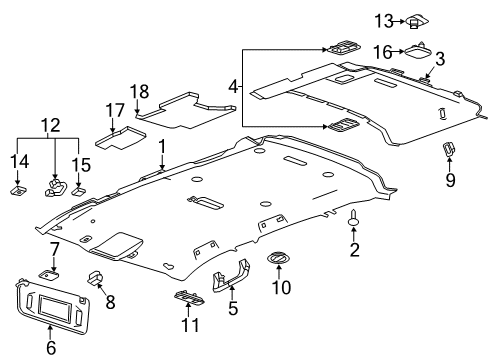 2019 Chevy Suburban Interior Trim - Roof Diagram