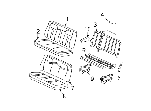 2021 GMC Savana 3500 Rear Seat Components Diagram