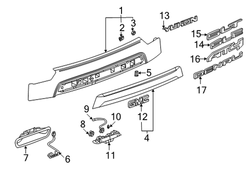 2024 GMC Yukon XL Exterior Trim - Lift Gate Diagram