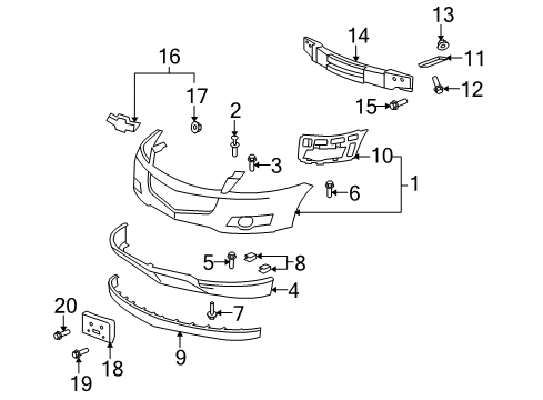 2012 Chevy Traverse Mount Bracket, Driver Side Diagram for 25826190