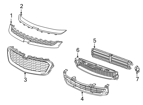 2016 Chevy Malibu Limited Grille & Components Diagram