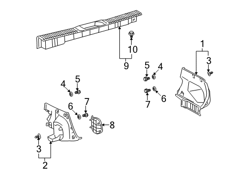 2010 Pontiac Vibe Interior Trim - Rear Body Diagram 3 - Thumbnail