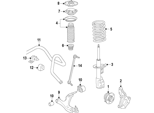 2009 Saturn Astra Front Suspension Components Diagram